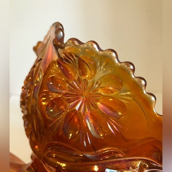 Pedestal Fruit Bowl - Marigold Carnival Glass - Picture 8 of 8